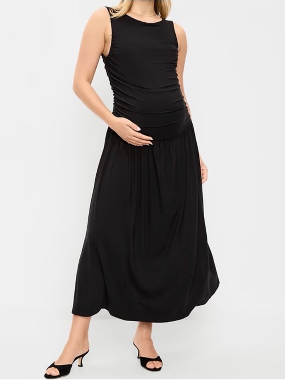 Old Navy NWT Maternity Sleeveless Drop Waist Black Dress Small